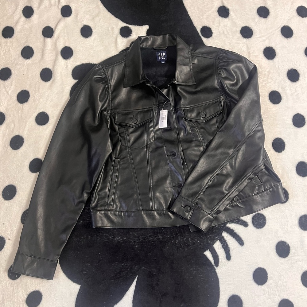 GAP Black Faux Leather Jacket